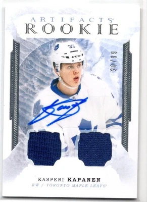 2016-17 UD Artifacts Kasperi Kapanen Rookie Dual Patch Auto /99 - #163 RC - Image 1 of 2