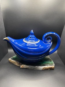 Vintage Hall Aladdin Teekanne Kobaltblau Goldrand 6 Tassen Made in USA 0676R - Bild 1 von 18