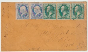 US Scott #156 Pair 158 Strip of Three on 1881 on cover to Belair Md. - Picture 1 of 1