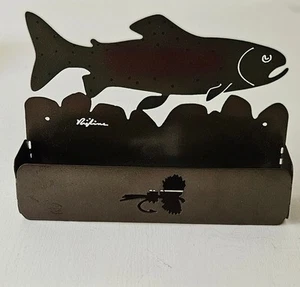 Rijline Metal Sculpture Trout Fly Fishing Wall Pocket Mail Holder Cabin Cottage - Picture 1 of 7