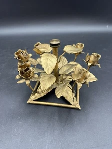 Hollywood Regency Italian Tole Vergoldet Florentiner Gold Rosen Kompott Ständer Italien - Bild 1 von 10