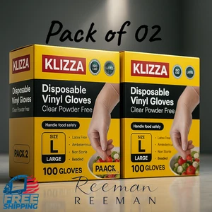 Disposable Vinyl Gloves Latex Powder Free Clear Plastic Gloves 200 ct Pack of 2 - Picture 1 of 7