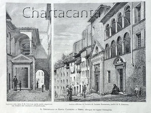 1880 Incisione CENTENARIO SANTA CATERINA A SIENA - Imagen 1 de 1