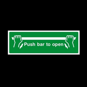 Push Bar to Open 300x100mm - Rigid Plastic Sign OR Sticker - Fire Exit (EE23) - Picture 1 of 1