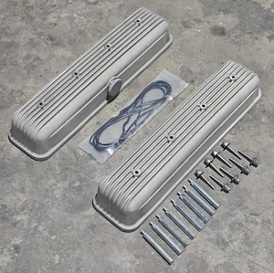 Vintage Corvette Style LS Finned Aluminum Valve Covers retro Hot Rod GM restomod - Picture 1 of 16
