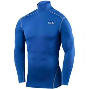 TCA Pro Performance Mock Mens Compression Top Blue Long Sleeve Running Run - Picture 1 of 2