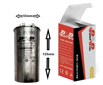 PARTS4PROS 55+5 55/5 uF 370 440 V AC High Quality Motor Dual Run Capacitor CBB65-R