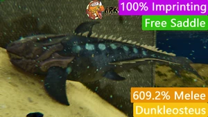 ark survival ascended pve 609% Melee Dunkleosteus, 100% Imprinting, Free Saddle - Picture 1 of 2