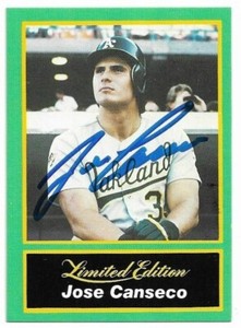 JOSE CANSECO Autographed Signed 1989 CMC Baseball card #13 Oakland A's COA