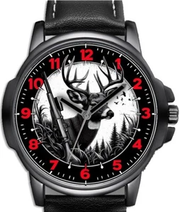 Deer Hunter Hunting Novelty Art Unique Wrist Watch FAST UK - Picture 1 of 1