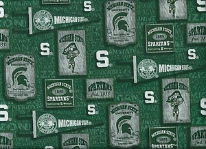 22"x42" licensed Michigan State Univ FABRIC sew MSU cotton cloth Sparty Spartans - Picture 1 of 1