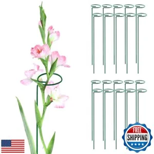 Green 24 inch Single Stem Plant Stakes Flower Support Rings, Pack of 20,Garde - Picture 1 of 5