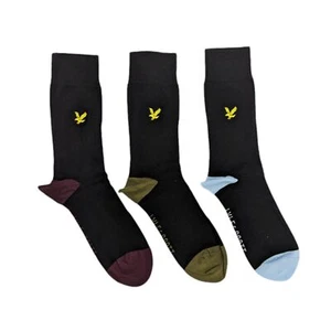 Lyle and Scott Kenndey Mens Socks 3 Pack Black Cotton Work Sport Boot Socks 7-11 - Picture 1 of 7