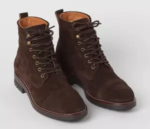 New NIB HM Premium Brown Real Suede Leather Ankle Boots Mens Size EU 42 US 9 M - Picture 1 of 7