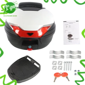 White 32L Motorcycle Tour Tail Box Top LockStorage Carrier Luggage Scooter Trunk - Bild 1 von 10