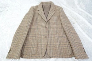 Women's Vintage John Brooks Fine Apparel Jacket Blazer Wool Gray Tan Plaid Sz 10 - Picture 1 of 11
