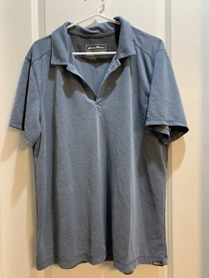 Camisa Polo Eddie Bauer Para Hombres XL Azul Jaspeado Calce Activo Manga Corta Elastizada Foto 1 de 4