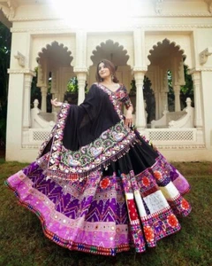 Exclusivo Lehenga Choli Negro Para Mujer, Listo Para Usar Lehenga, Boda India F - Imagen 1 de 7