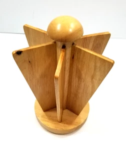 Magnetic Wood 6 Sided Rotatable 360 Knife Block Holder - Picture 1 of 12