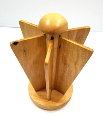 Magnetic Wood 6 Sided Rotatable 360 Knife Block Holder - Image 1 of 4