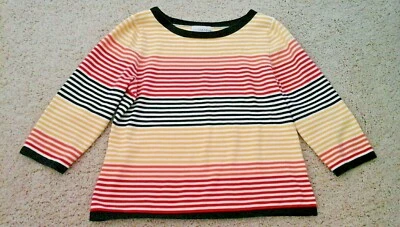Suéter Pullover Sag Harbor Multicolor Rayas Manga 3/4 Algodón Tejido Talla XL Foto 1 de 3