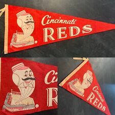 Vintage 1960s Cincinnati Reds Felt Pennant Mr Baseball Redlegs MLB Rare 29”