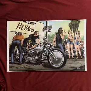 PIT STOP Harley Davidson David Mann Poster Print - Picture 1 of 1