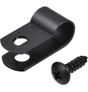 sourcing map 8.4mm Nylon R Type Cable Clip Wire Clamp with Screws Black 100pcs - Picture 1 of 8