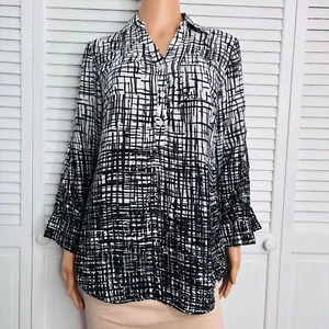 New New York & Company leichte Knopfleiste-Bluse mit V-Ausschnitt Größe Small - Bild 1 von 8
