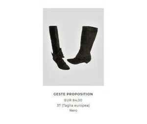 Stivali GESTE PROPOSITION 37 vera pelle scamosciata nera tacco Ginocchio boots - Foto 1 di 5
