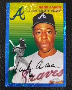 2023 Topps Chrome Platinum Hank Aaron Blue /199 Refractor HOF LEGEND Braves #432 - Picture 1 of 5