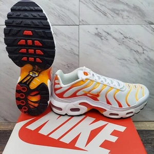 Nike Air Max Plus 1 White Red Laser Orange FN3857-100 GS Size 4.5Y Women's 6 NIB - Picture 1 of 12