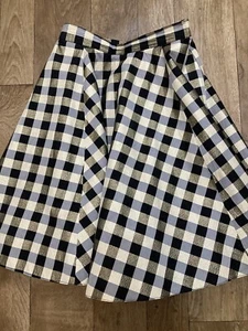 Dorothy Perkins Vintage Black Metallic Gold Gingham Fit & Flare Skirt UK6 A87 - Picture 1 of 11