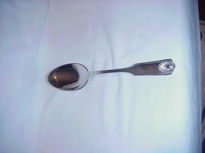 STERLING SILVER SERVING SPOON  BY FRANK SMITH IN FIDDLE SHELL PATTERN 8 1/4 INCH - Image 1 of 3