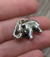 Sterling Silver Puff Hollow Lucky Elephant Pendant 18" Necklace 