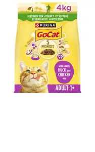 GO CAT CHICKEN & DUCK 1+ ADULT 750g 2kg 4kg 10kg : Complete Dry Food bp Biscuits - Picture 1 of 19