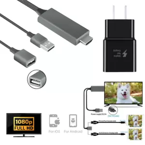 1080 HDMI USB AV Mirroring Cable Phone to TV HDTV Adapter For Apple iPhone iPad - Picture 1 of 13