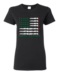 Grafik-T-Shirt Dope Nation Flagge Weed Mary Jane rauchendes Unkraut Frauen - Bild 1 von 7