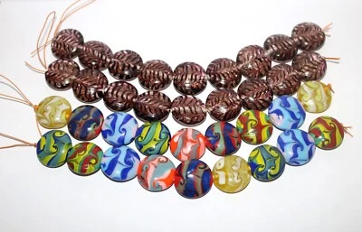 4  Strands Lamp Work Glass Beads, Handmade Lamp Work Glass Beads for Jewelry. - Image 1 of 2