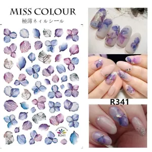 Adesivi Nail Art Decalcomania Impermeabile Fiore Blu Viola Pedale - Foto 1 di 1