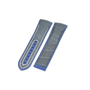 22 mm Leder beschichtet Gummi Uhrenarmband für Omega Seamaster Planet Ocean 600 m - Bild 1 von 6