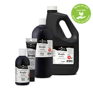 Black - Global Colours Eco-Friendly Fine Art Student Acrylic Artist Paint - Picture 1 of 6