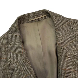 VTG 40 R Magee Tailored " Wolf Hounds Twist " Brown Windowpane Tweed Knit Blazer - Picture 1 of 10