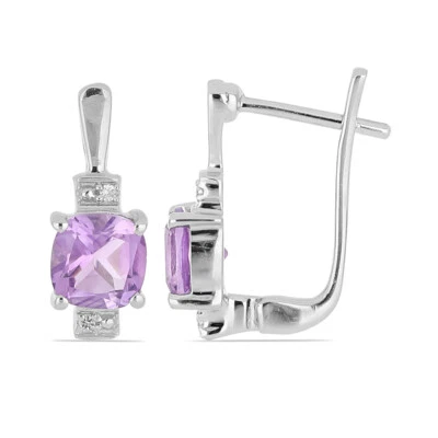 2,94 Carati Tapiro Ametista Orecchini 925 Argento Sterling Cubic Zirconi - Immagine 1 di 4