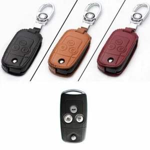 Genuine Leather 3 Button Remote Key Bag Case Fob Holder Chain For Honda Series H - Imagen 1 de 4