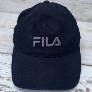 FILA Black Cap Men's Summer Baseball Festival Spellout Adjustable Hat - Picture 1 of 2