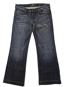 7 For All Mankind Dojo Woman's 32 X 30 Blue Medium Wash 22" Flare Denim Jeans - Picture 1 of 15