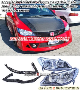 Fits 06-11 Acura CSX (JDM Civic) 4dr Sedan Depo Head Lights + Brackets - Picture 1 of 4