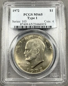 1972 Eisenhower Dollar $1 - PCGS MS65 Type 1 - Picture 1 of 2