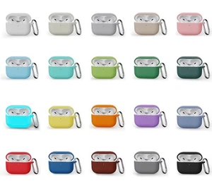 Soft Silicone Case Earbuds Protective Cover + Carabiner for Apple AirPods Pro 3 - Picture 1 of 43